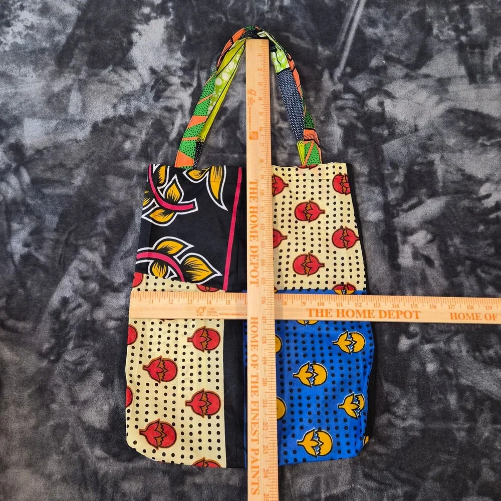 Zuri Kenya African Wax Print Patchwork Tote Bag Multi Color Lightweight Small